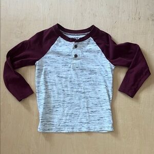 Jumping Beans Maroon and Gray Long Sleeve Tee
